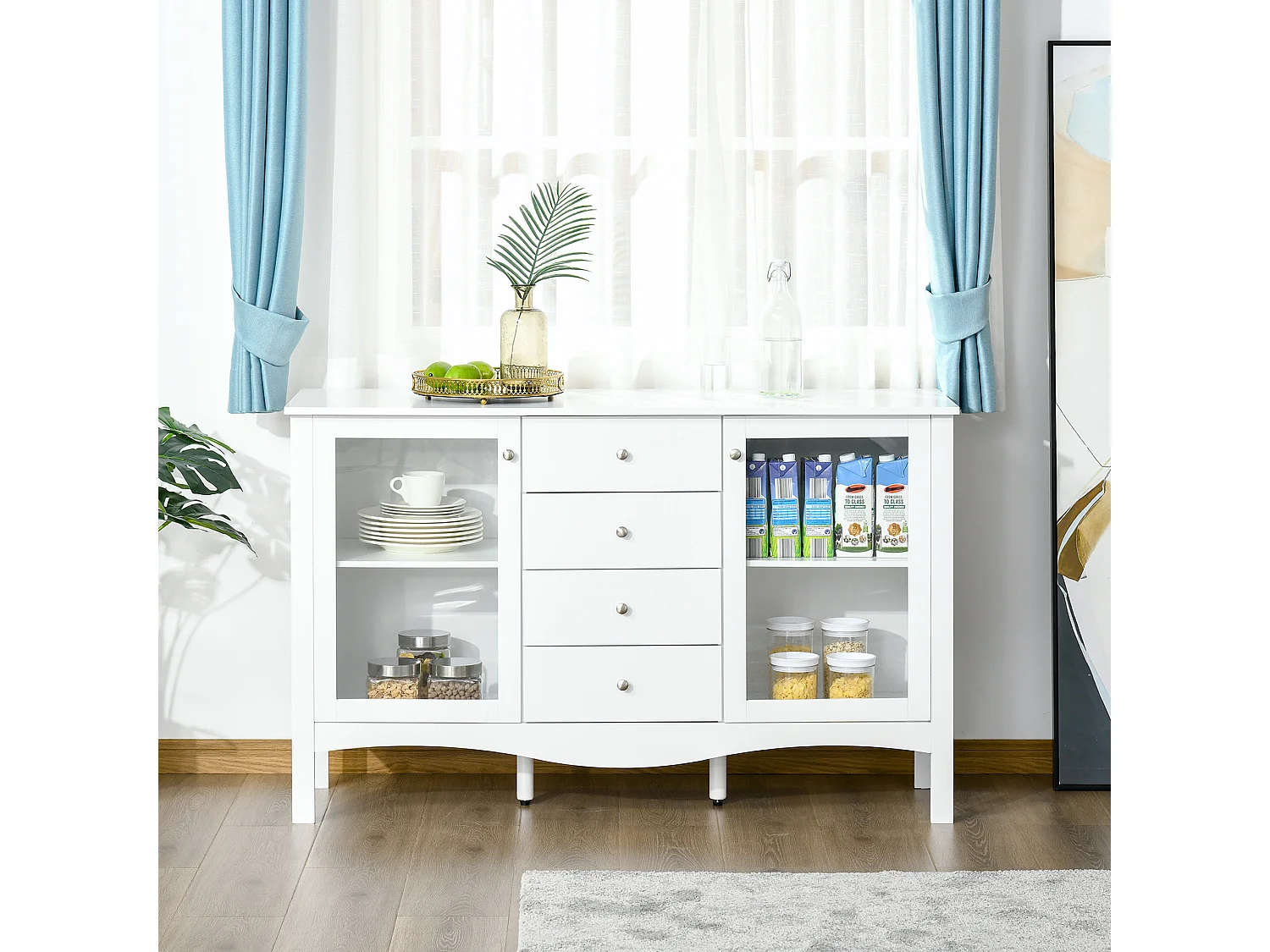 Aparador de cocina blanco 136x45x85 cm HOMCOM