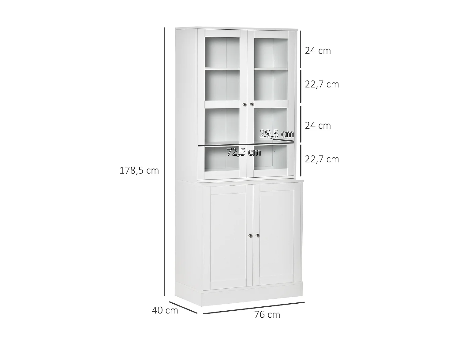 Armario de libros blanco 76x40x178.5 cm HOMCOM