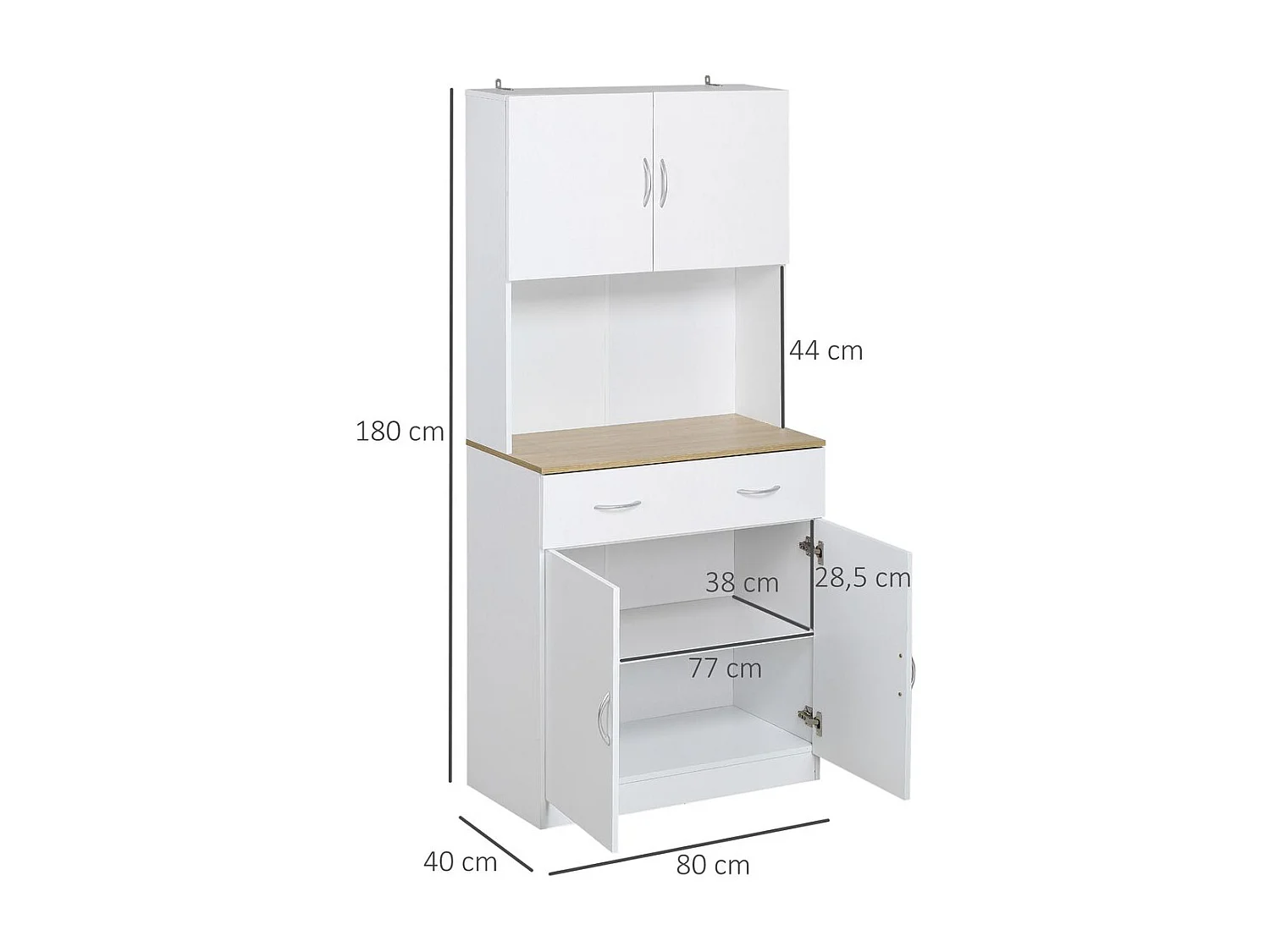 Armario alacena de cocina blanco 80x40x180 cm HOMCOM