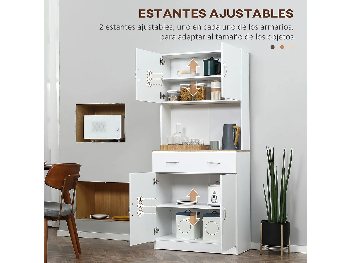 Armario alacena de cocina blanco 80x40x180 cm HOMCOM