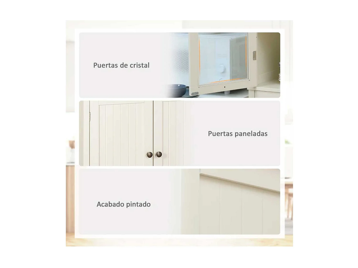 Alacena de cocina crema 76x40x182.5 cm HOMCOM