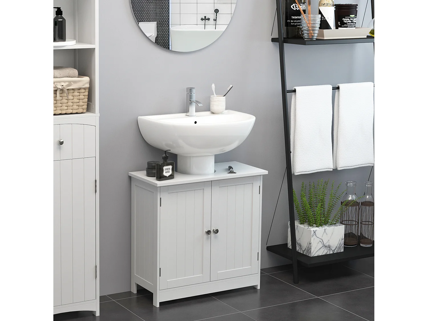 Armario para debajo del lavabo blanco 60x30x60cm HOMCOM