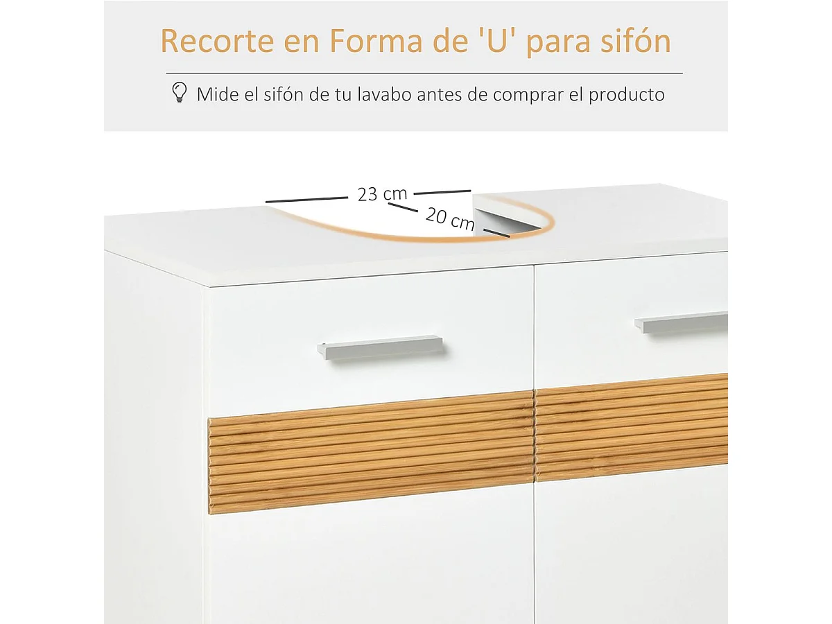 Mueble para debajo del lavabo blanco 60x30x60.5 cm kleankin