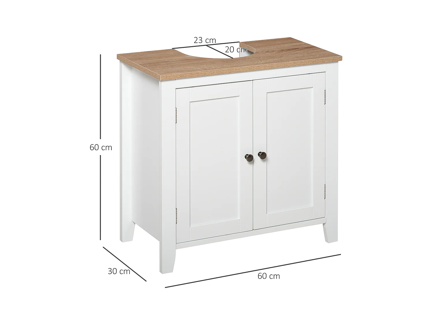 Armario de baño blanco 60x30x60 cm kleankin