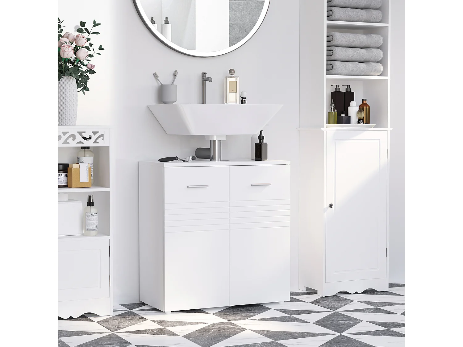 Mueble para debajo del lavabo blanco 60x30x62.5 cm kleankin