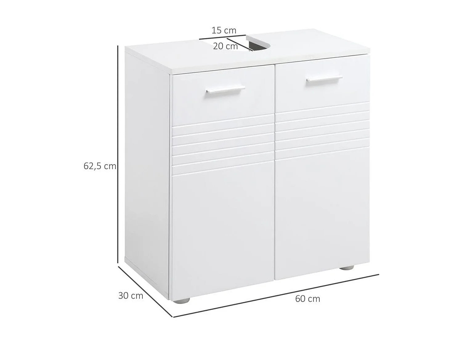 Mueble para debajo del lavabo blanco 60x30x62.5 cm kleankin