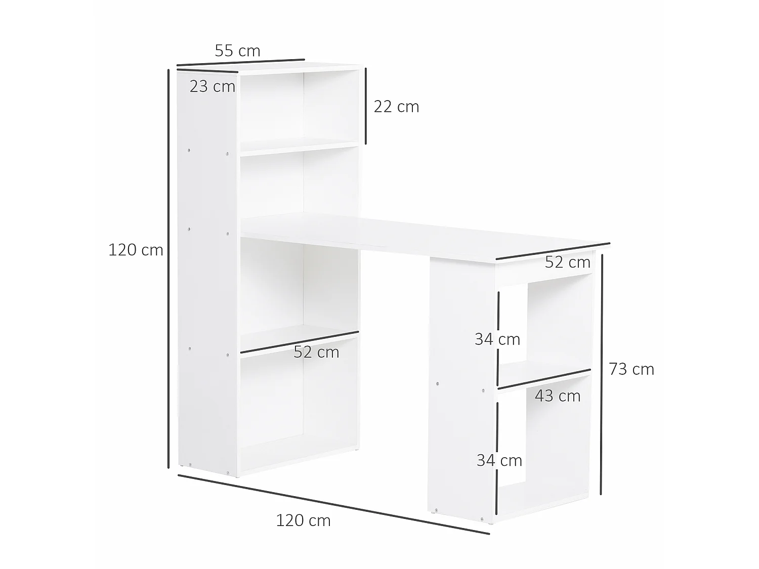 Mesa con estantería blanco 120x55x120cm HOMCOM