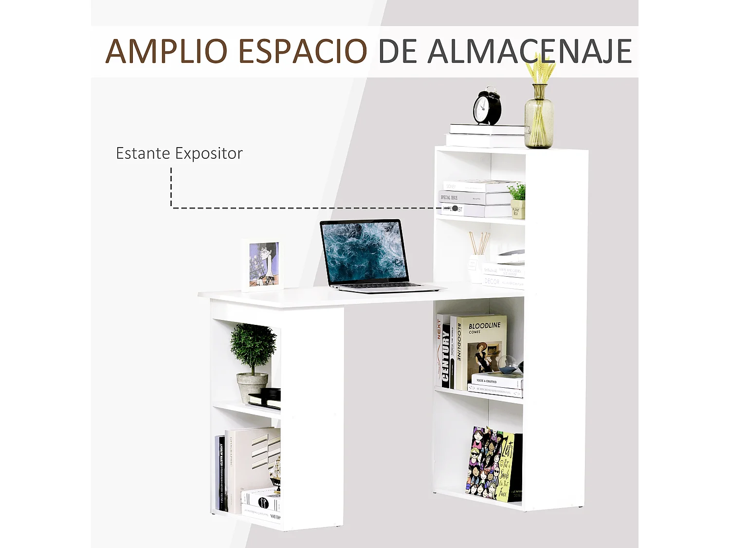 Mesa con estantería blanco 120x55x120cm HOMCOM