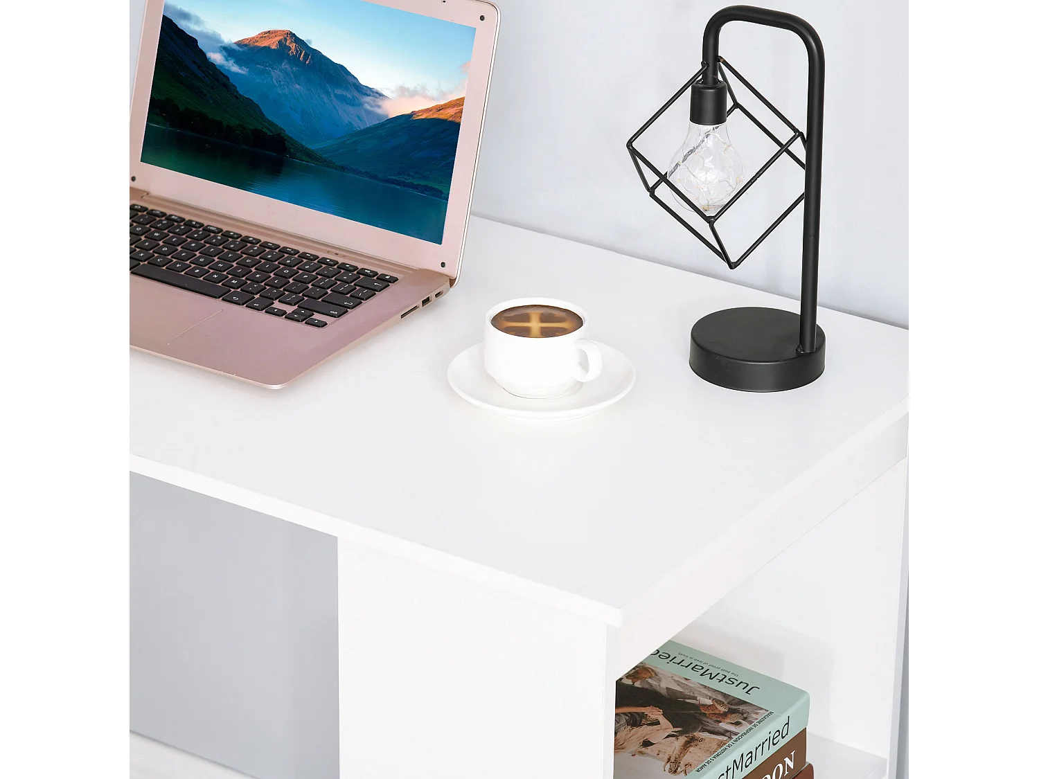 Mesa con estantería blanco 120x55x120cm HOMCOM