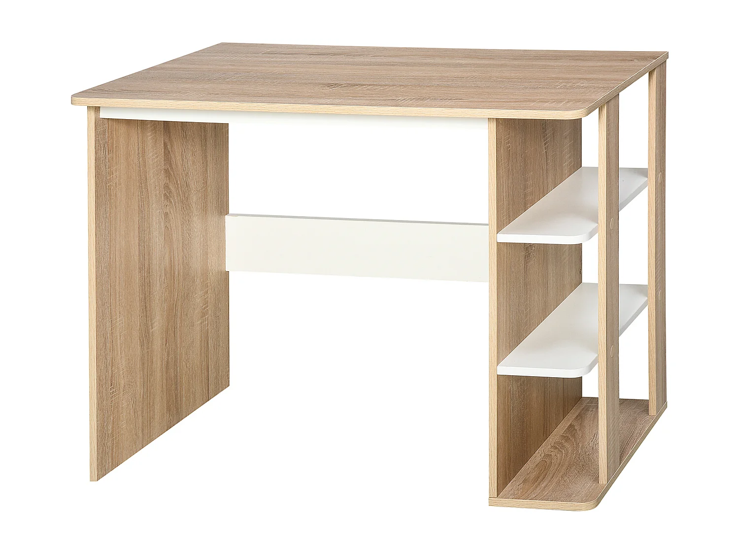 Mesa de escritorio color roble y blanco 100x55x74 cm HOMCOM