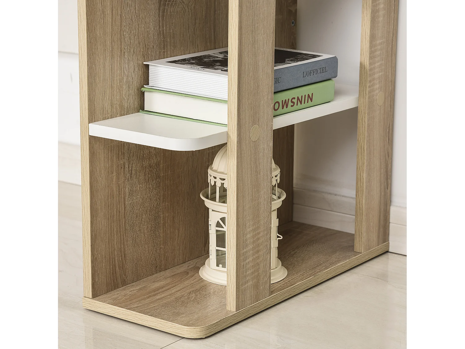 Mesa de escritorio color roble y blanco 100x55x74 cm HOMCOM