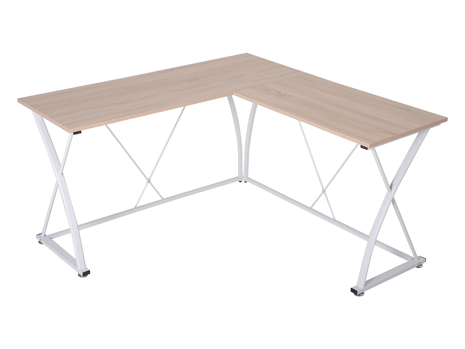 Mesa de ordenador roble natural y blanco 142x142x76 cm Vinsetto