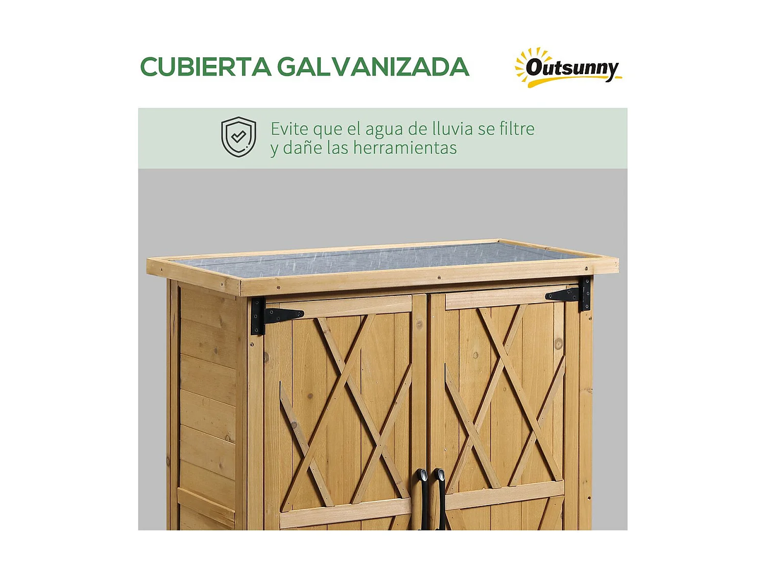 Armario de jardín madera natural 75x40x90 cm Outsunny