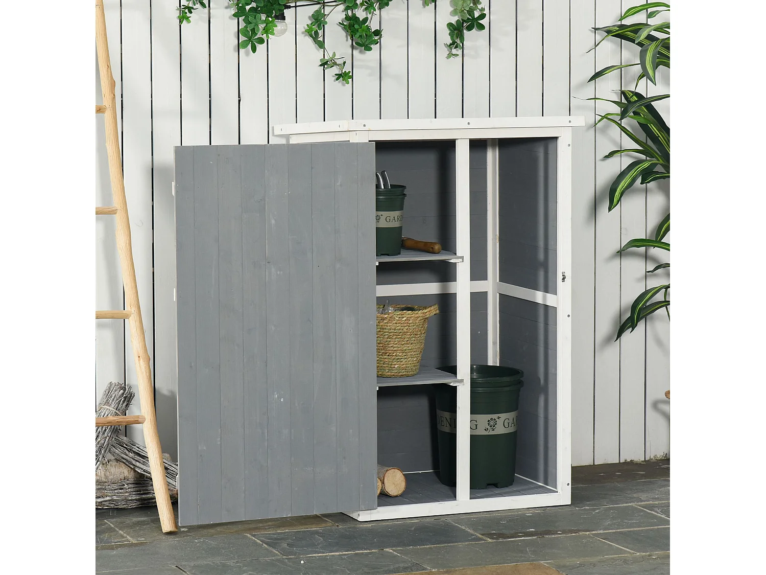 Caseta para jardín gris 76x56x115 cm Outsunny