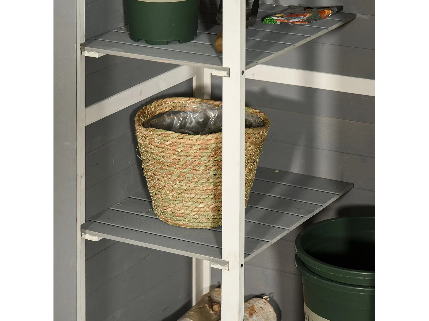 Caseta para jardín gris 76x56x115 cm Outsunny