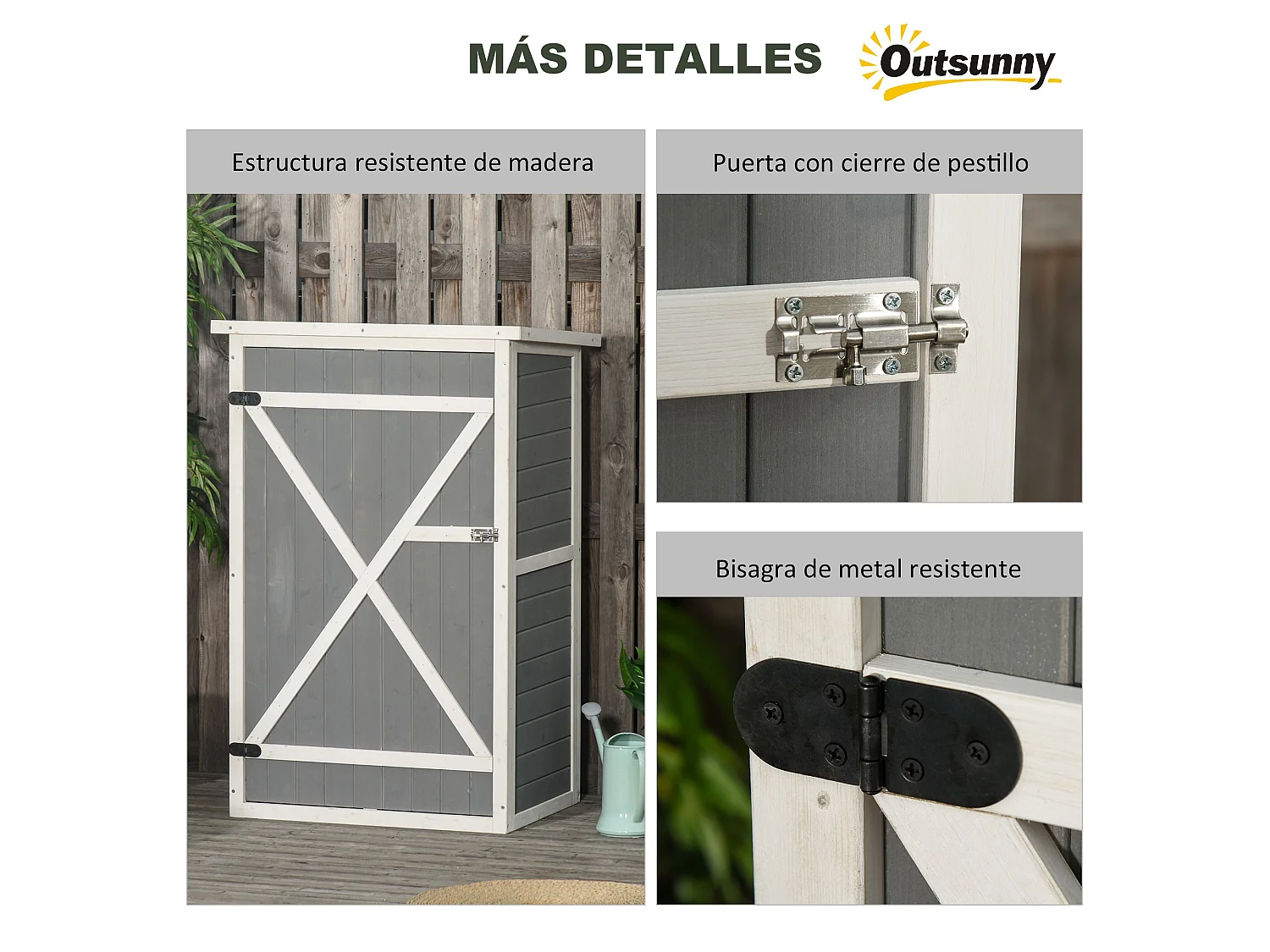 Caseta para jardín gris 76x56x115 cm Outsunny