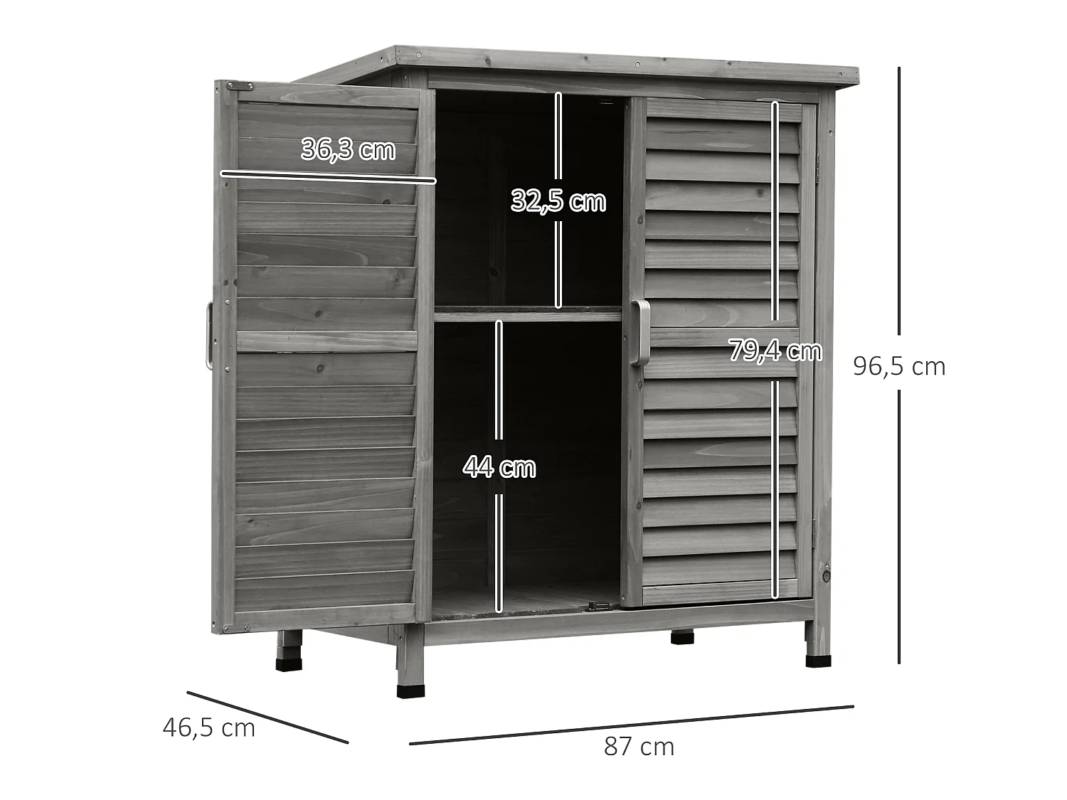 Caseta de jardín gris 87x46.5x96.5 cm Outsunny