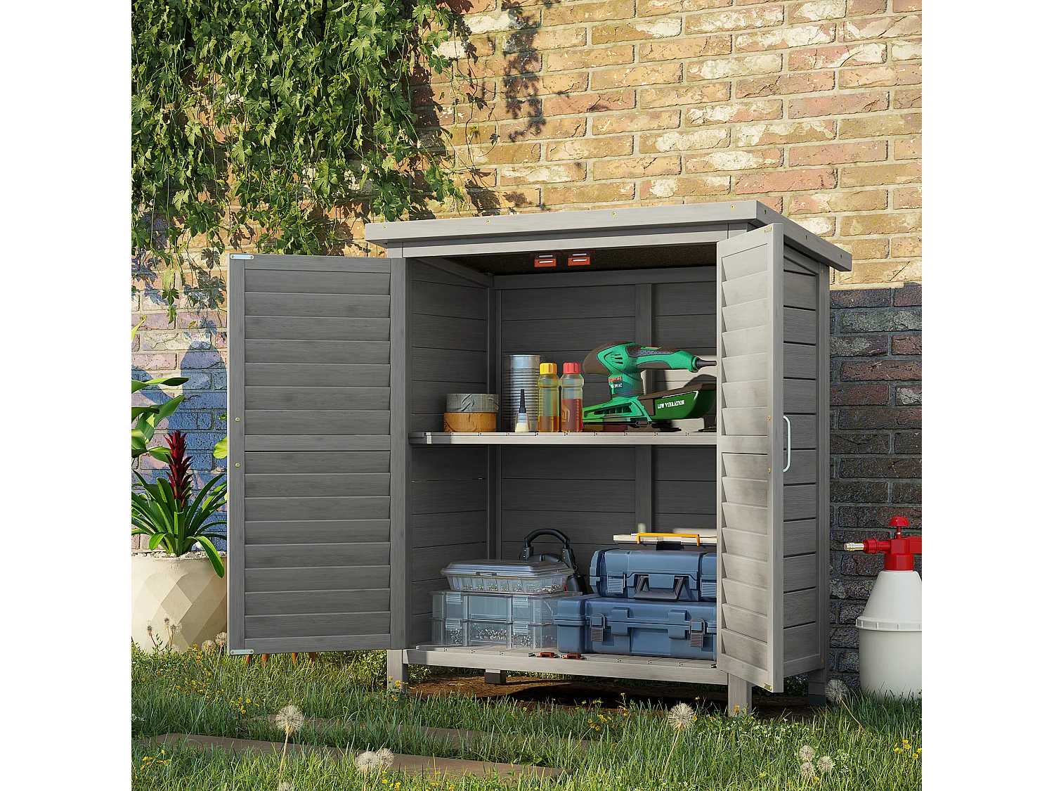 Caseta de jardín gris 87x46.5x96.5 cm Outsunny