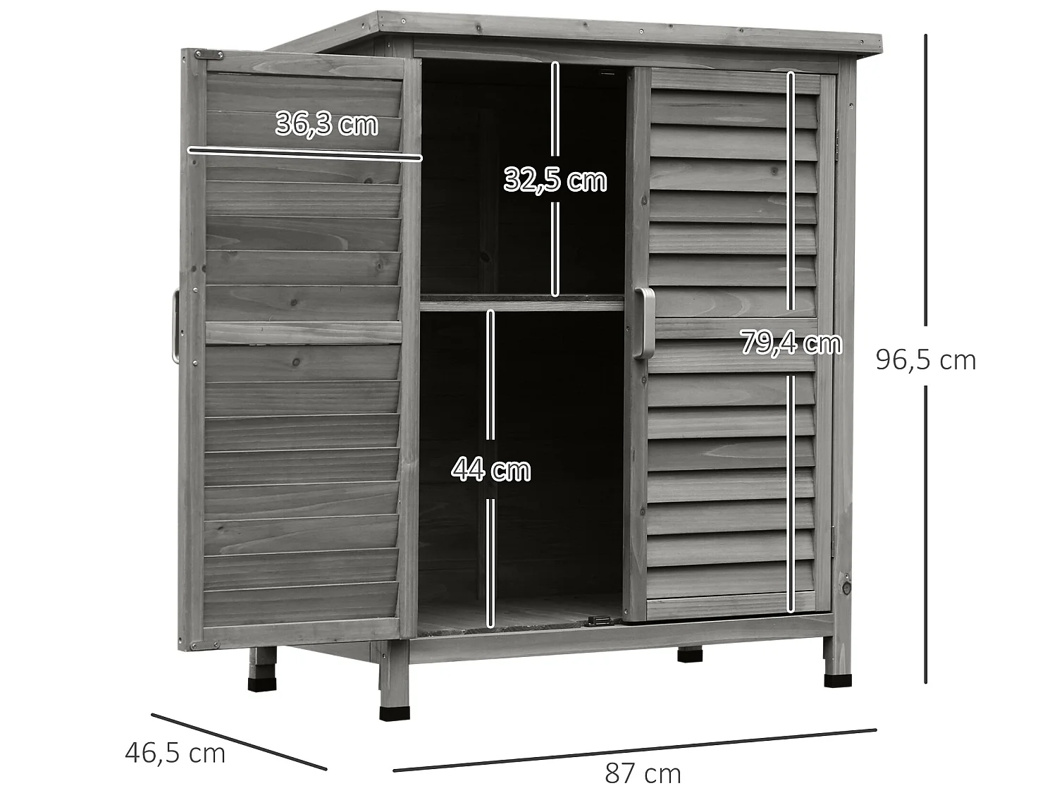 Caseta de jardín gris 87x46.5x96.5 cm Outsunny