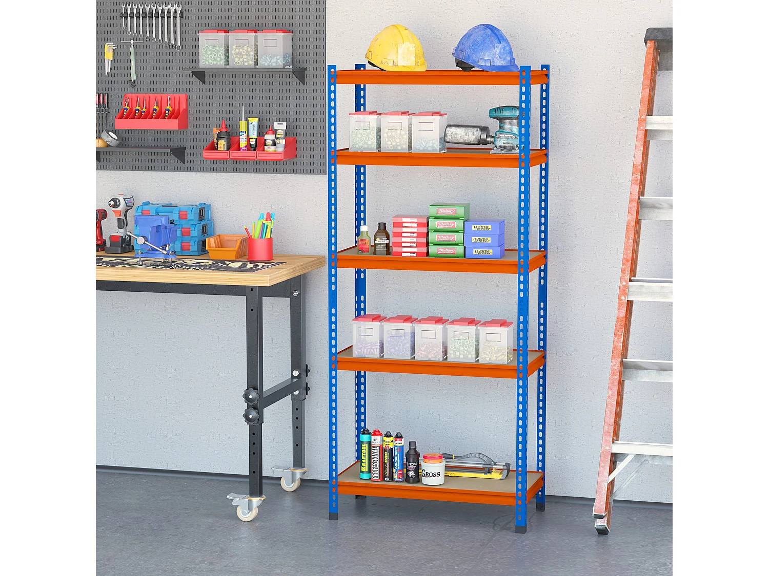 Estantería metálica de almacenaje naranja 80x40x182 cm HOMCOM