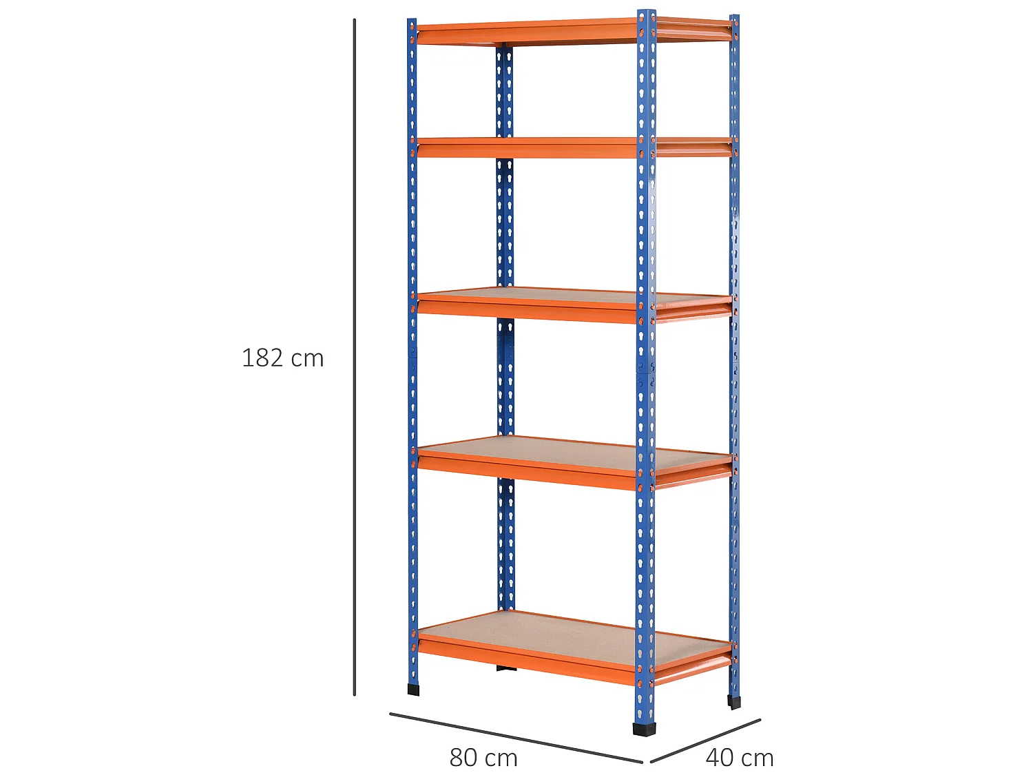 Estantería metálica de almacenaje naranja 80x40x182 cm HOMCOM