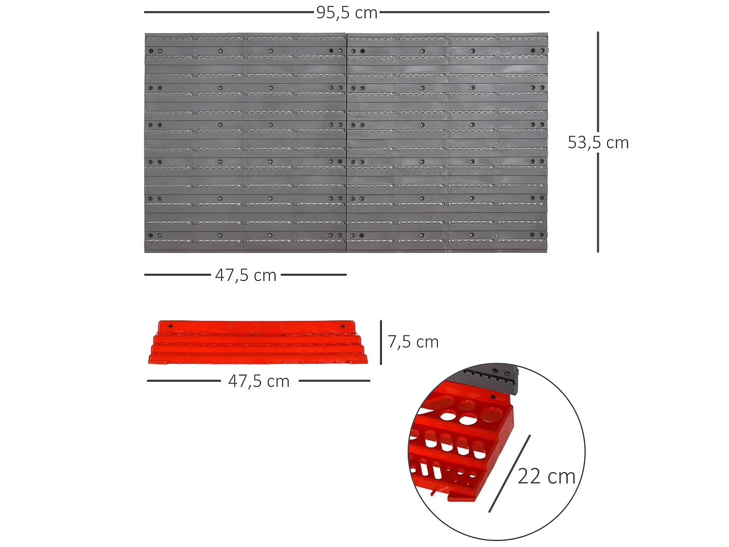 Soporte de herramientas gris 95.5x23x53.5 cm DURHAND