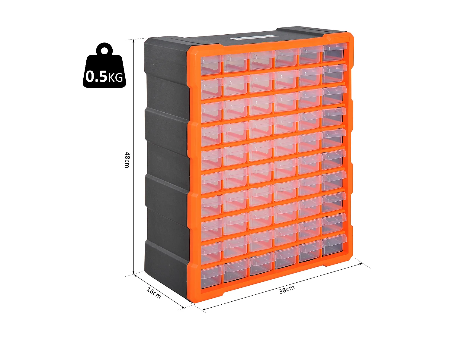 Armario organizador de herramientas naranja 38x16x47,5cm DURHAND