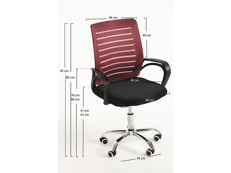 Silla de Oficina Visi en Rojo - Máxima Ergonomía - Ideal para Escritorio y Gaming