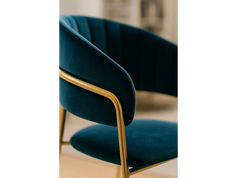 Sillas Comedor - Silla Moniel Golden Terciopelo - Azul