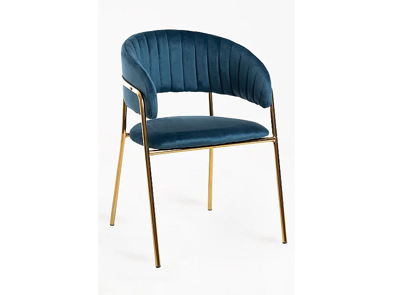 Sillas Comedor - Silla Moniel Golden Terciopelo - Azul