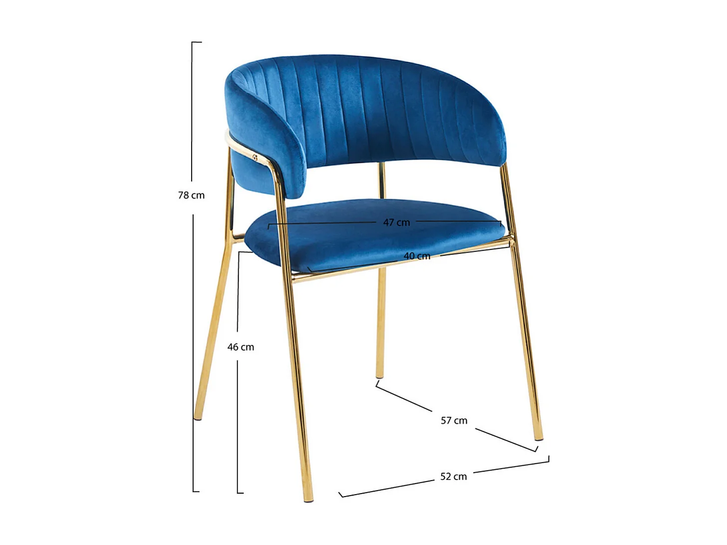 Sillas Comedor - Silla Moniel Golden Terciopelo - Azul