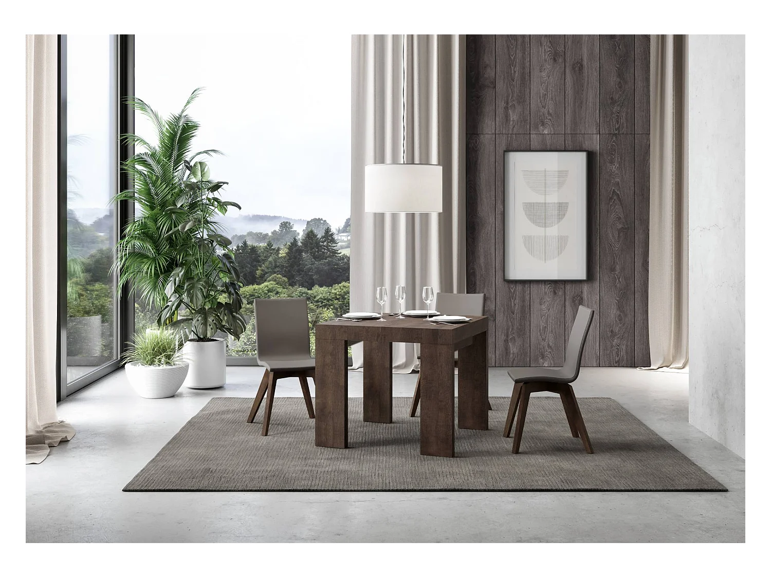 Mesa extensible 90x90/246 cm Roxell Nogal