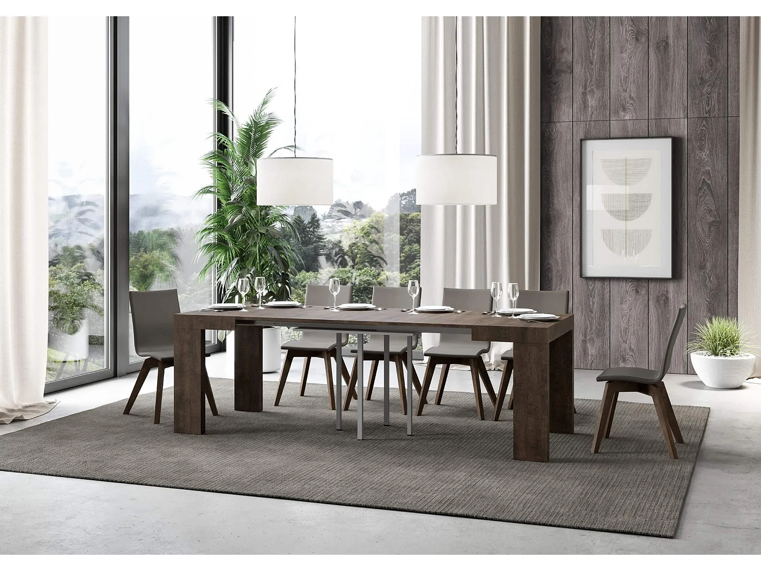 Table extensible 90/246x90 cm Roxell noyer