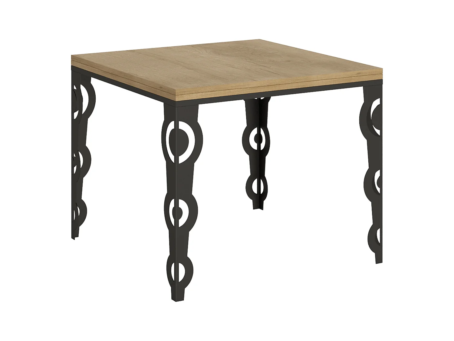 Table extensible portefeuille 90x90/180 cm Karamay Libra Chêne Nature cadre Anthracite