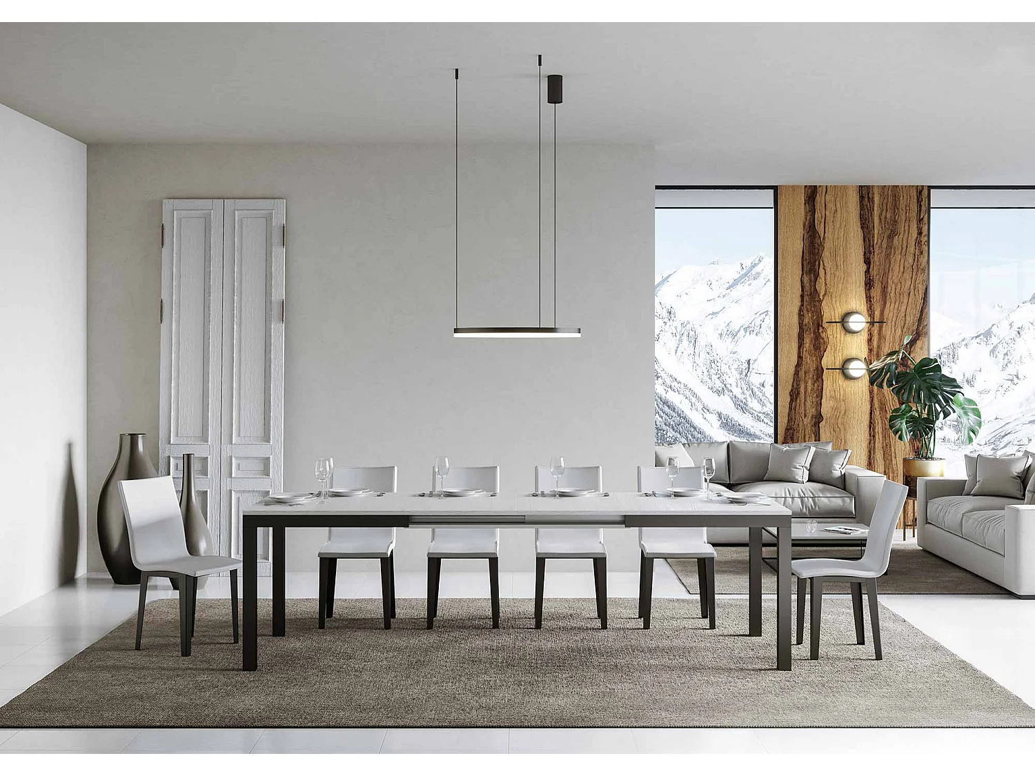 Udtræksbord 90x180/284 cm Everyday Evolution Hvid Ask stel Antracit