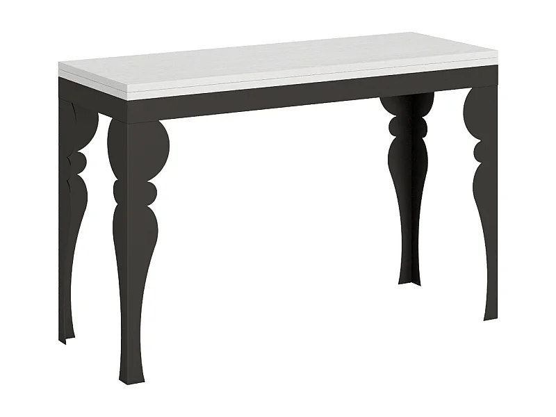 Table extensible portefeuille 120/200x45/90 cm Paxon Double Frêne Blanc cadre Anthracite