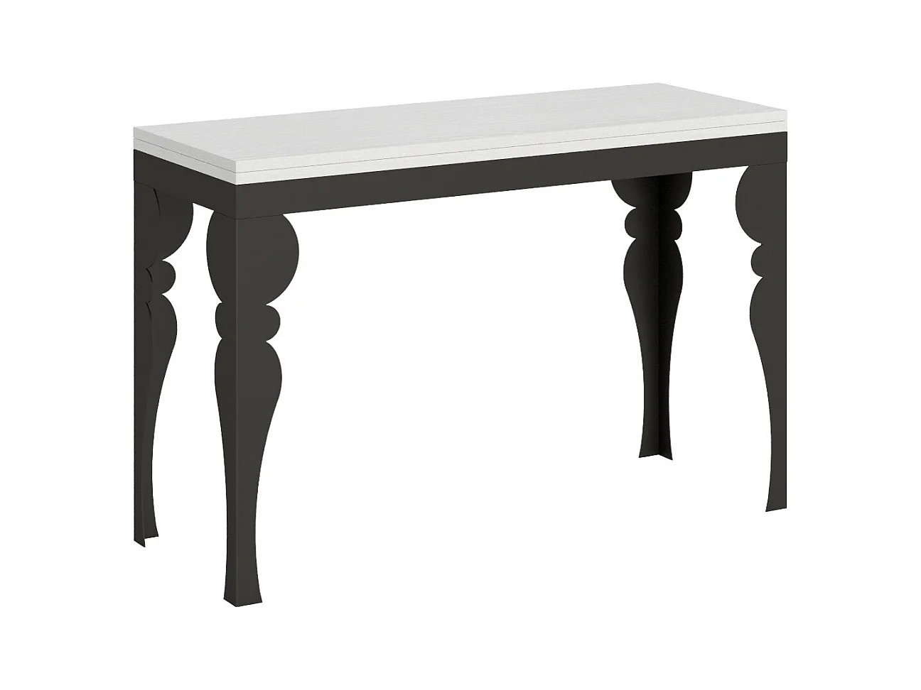 Uitklapbare tafel 120/200x45/90 cm Paxon Double eiken wit frame antraciet