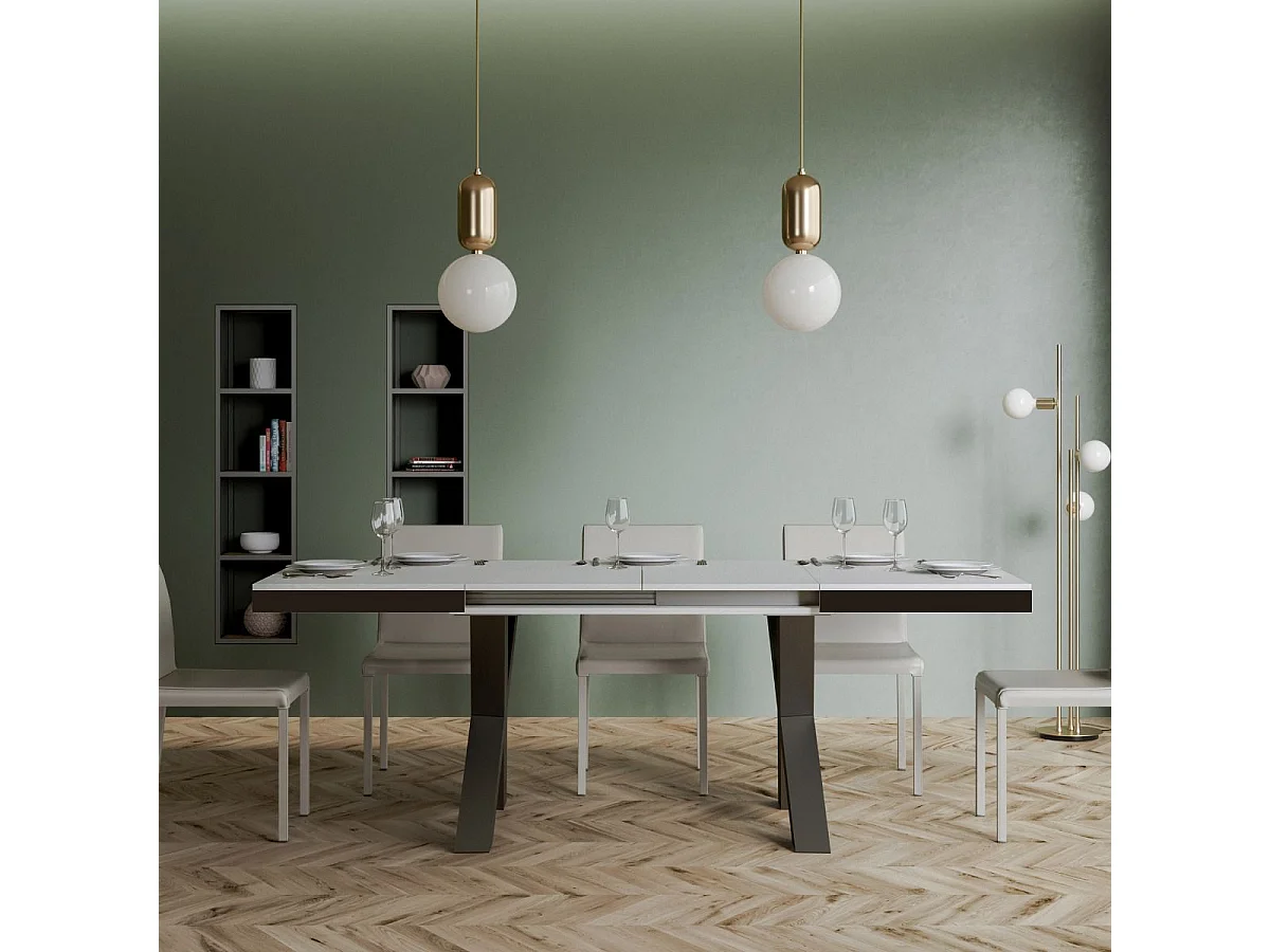 Uitschuifbare tafel 90x160/264 cm Traffic Evolution eiken wit frame antraciet