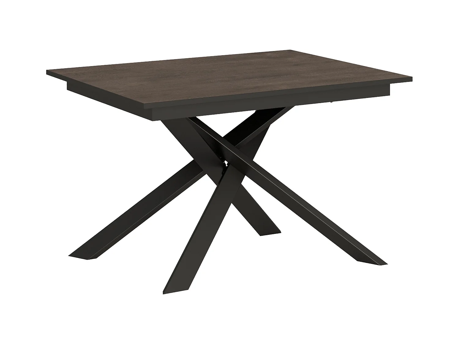 Table extensible 90x120/180 cm Ganty Noyer bande de chante Anthracite cadre Anthracite