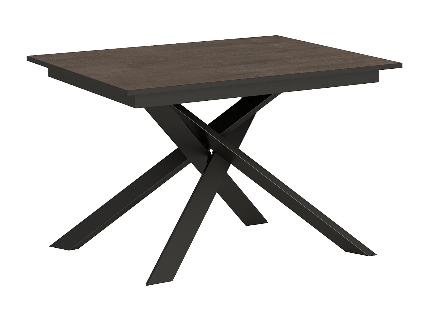 Table extensible 90x120/180 cm Ganty Noyer bande de chante Anthracite cadre Anthracite