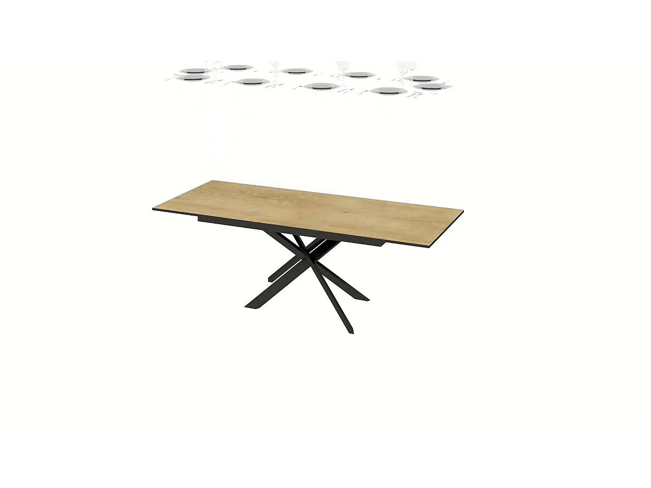 Table extensible 90x120/180 cm Ganty Noyer bande de chante Anthracite cadre Anthracite