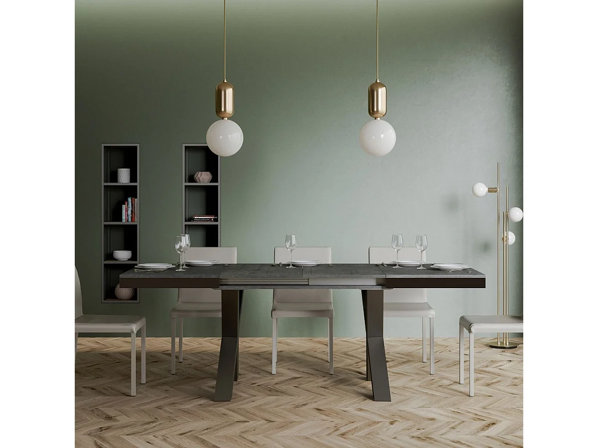 Table extensible 90x180/284 cm Traffic Evolution Gris Béton cadre Anthracite