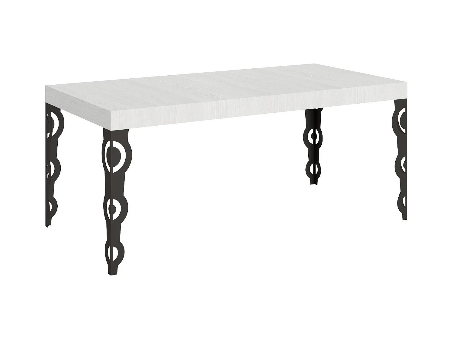Table extensible 90x180/440 cm Karamay Frêne Blanc cadre Anthracite