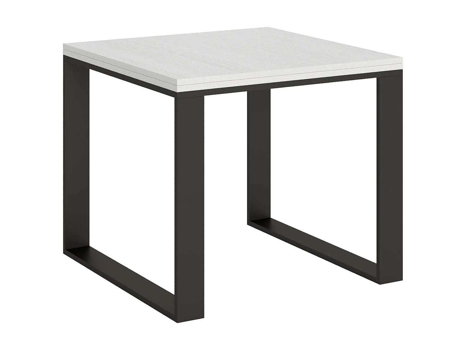 Ausziehtisch 90x90/180 cm Tecno Libra Esche weiß mit Eisenrahmen aus Anthrazit