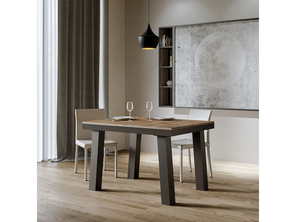 Mesa de jantar extensível 90x120/380 cm Bridge Evolution Nogueira quadro Antracite