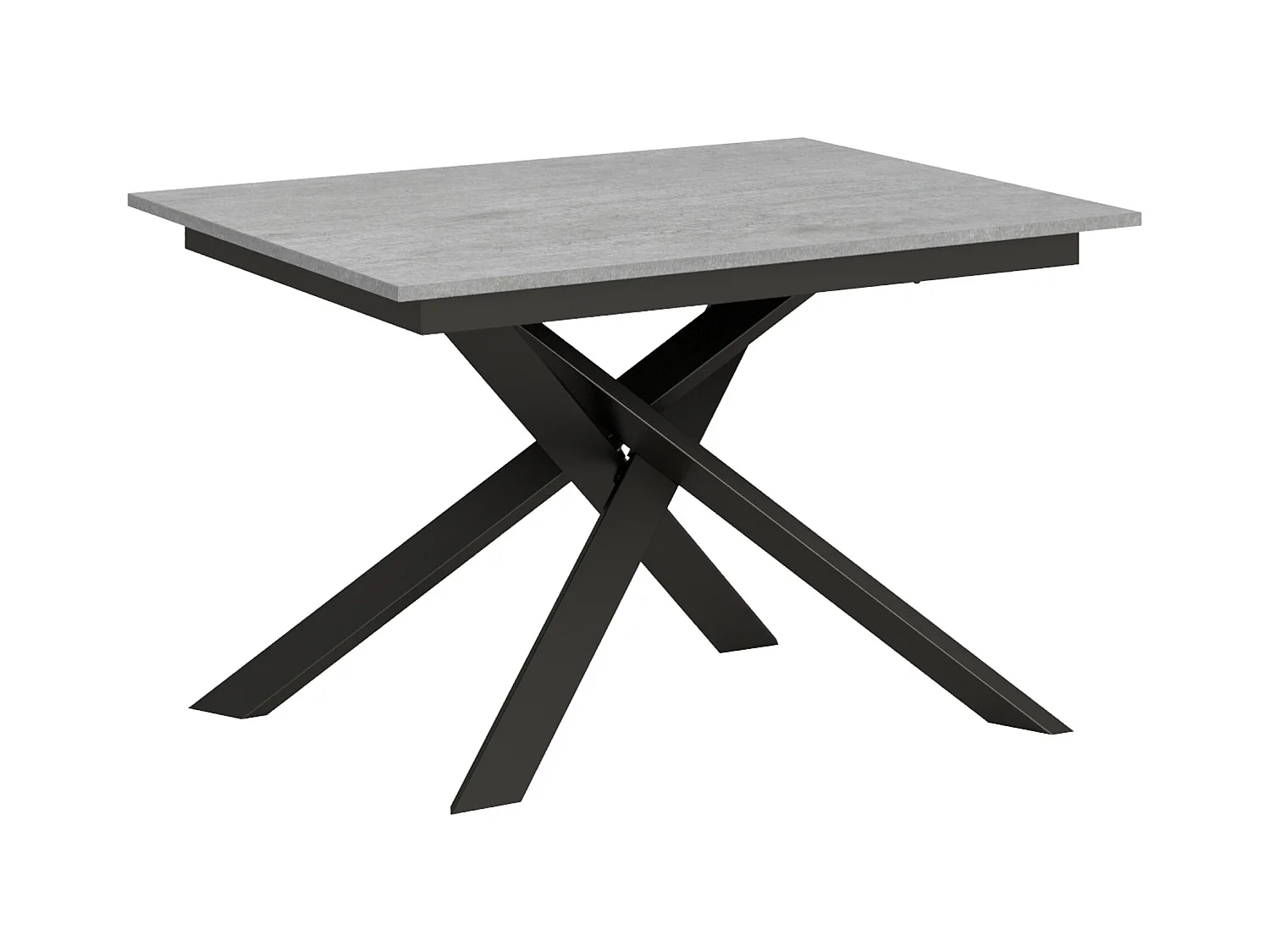 Table extensible 90x120/180 cm Ganty Gris Béton bande de chante en teinte cadre Anthracite