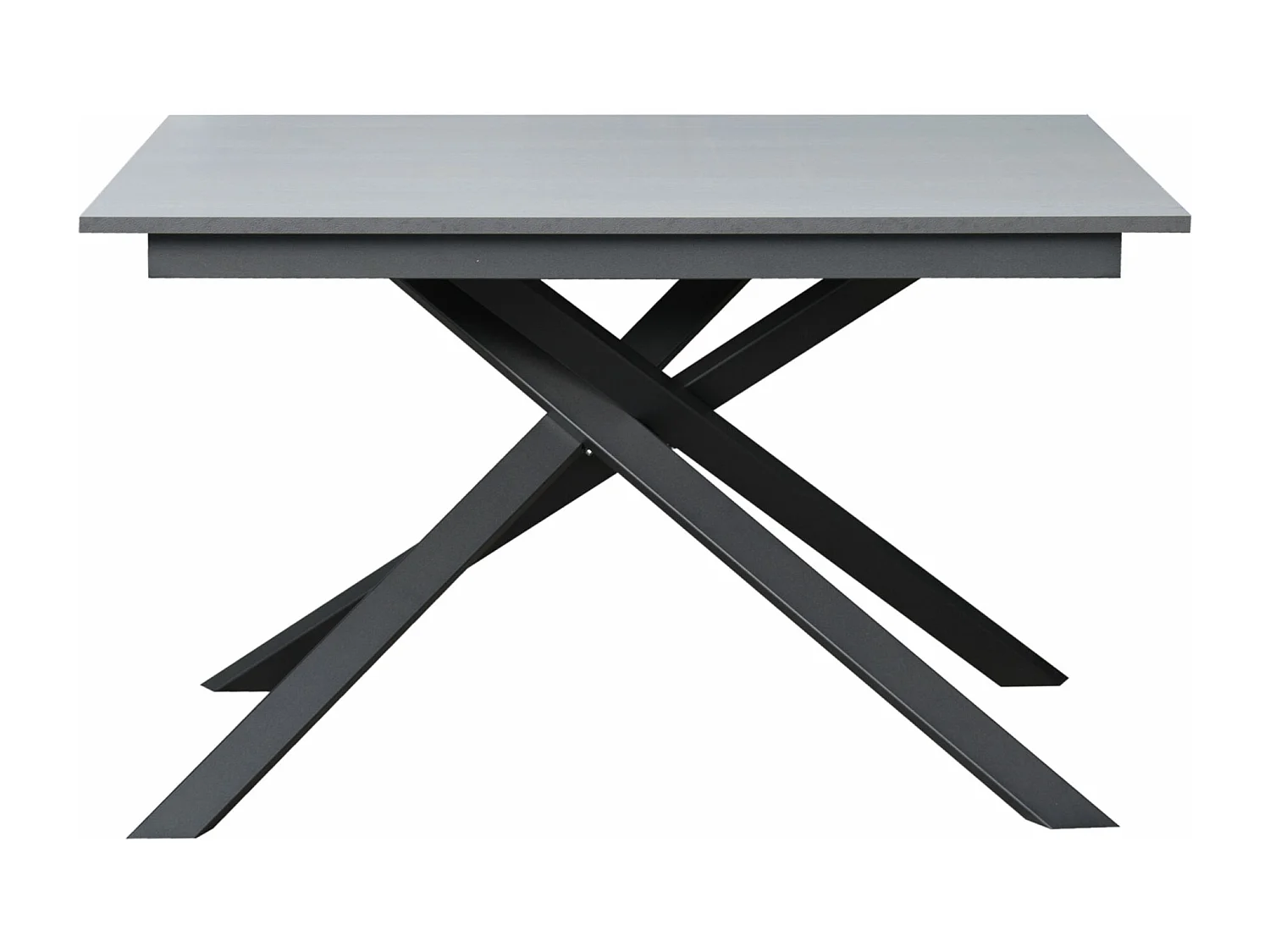 Table extensible 90x120/180 cm Ganty Gris Béton bande de chante en teinte cadre Anthracite