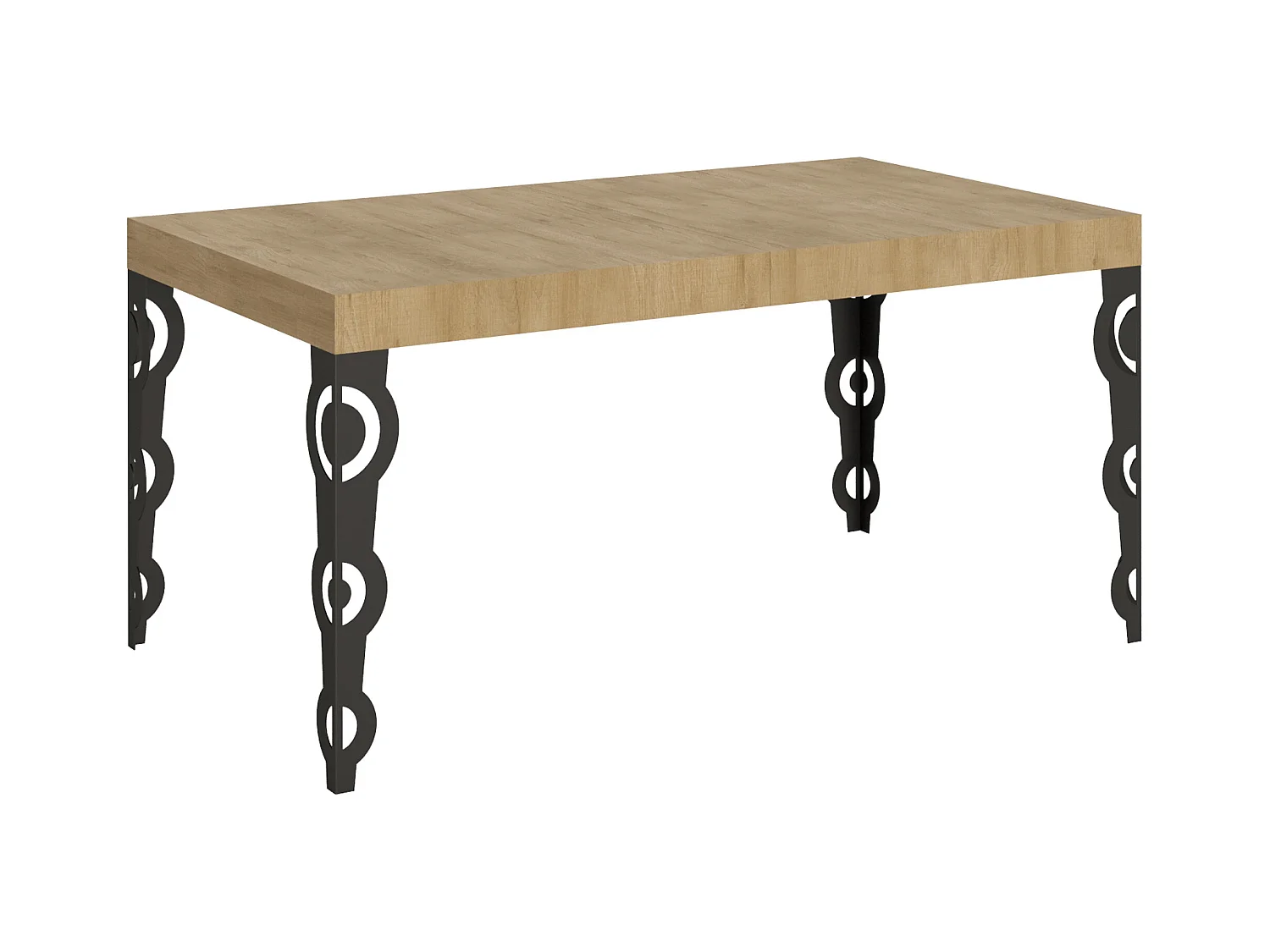 Table extensible 90x160/420 cm Karamay Chêne Nature cadre Anthracite