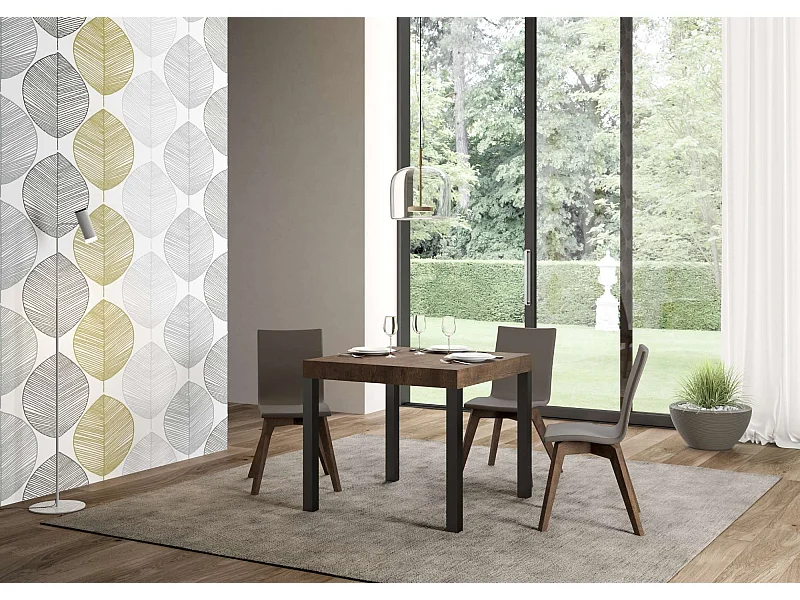 Ausziehbarer Tisch 90x90/246 cm Everyday Walnuss-Anthrazit-Gestell