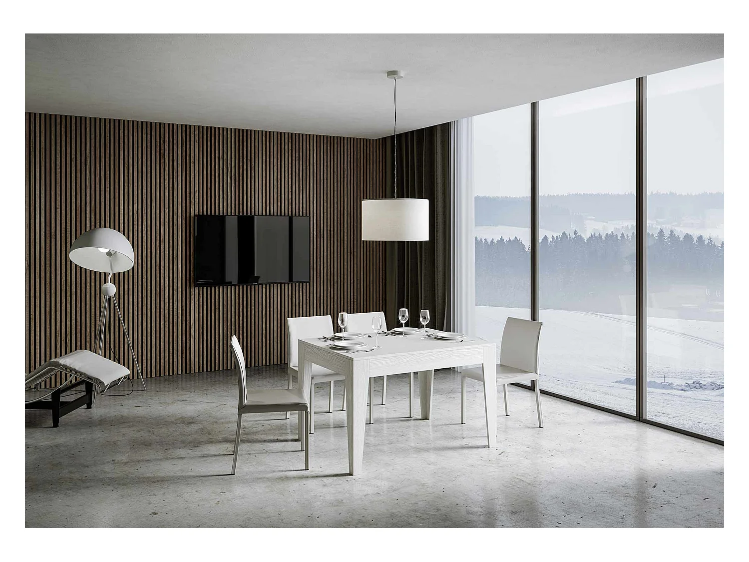 Table extensible 90x120/180 cm Cico Frêne Blanc